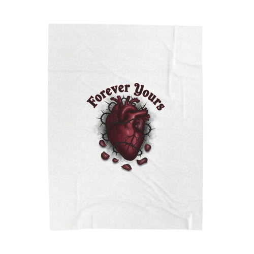 Anatomical Heart "Forever Yours" Velveteen Plush Blanket | Goth Valentine, Dark Romance