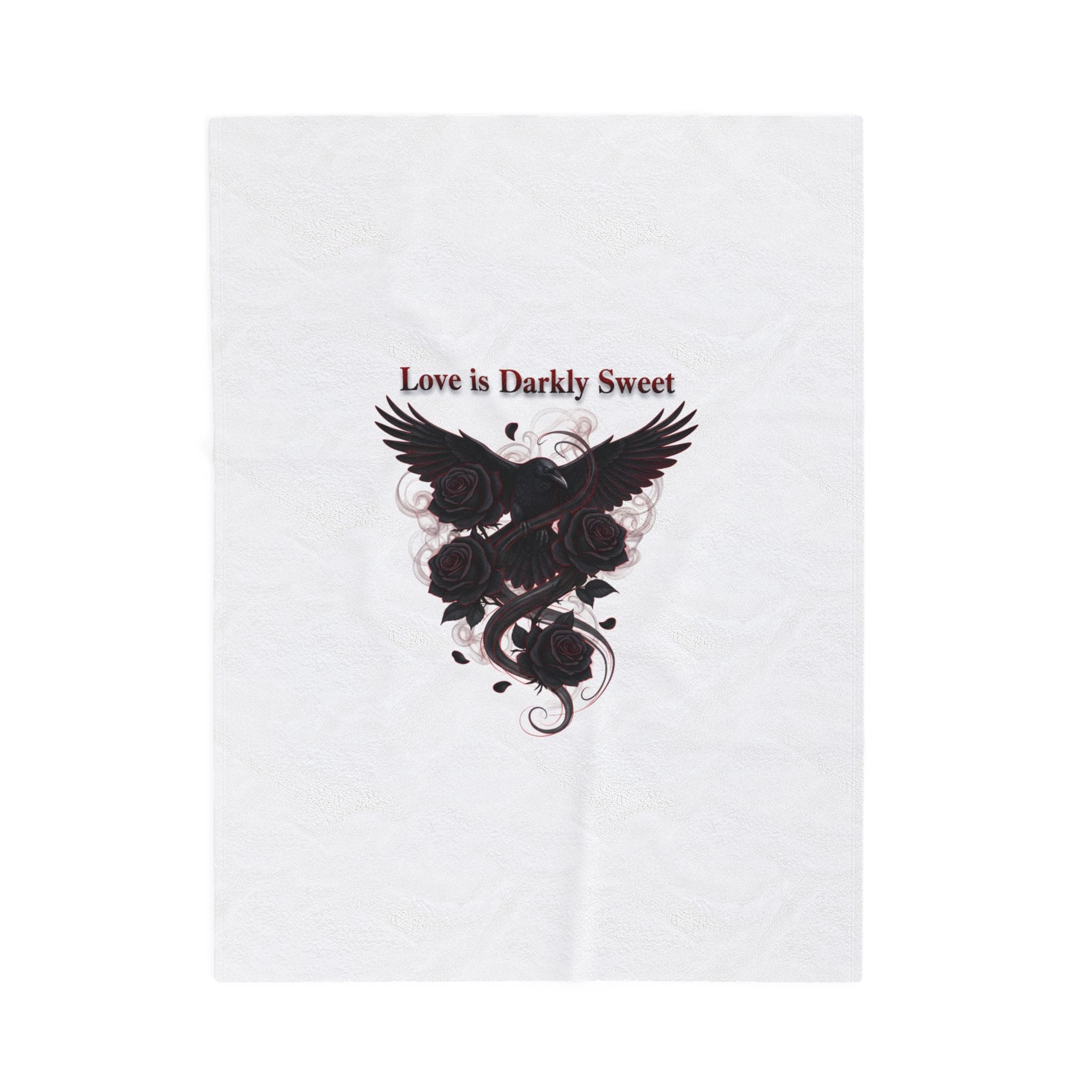 Love Is Darkly Sweet Velveteen Blanket | goth valentine, dark romance