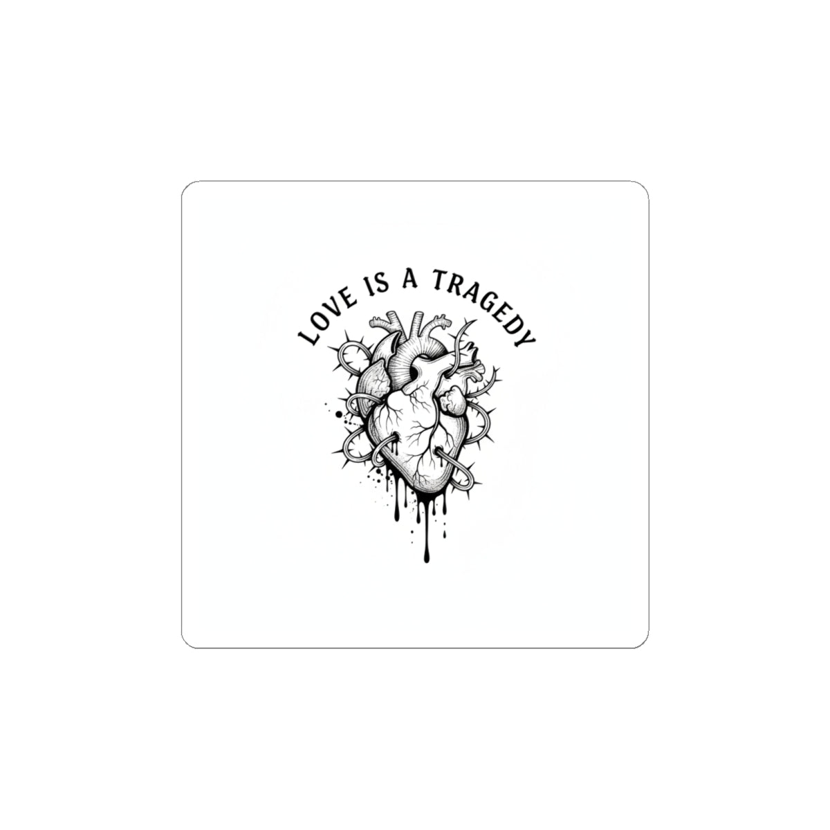 Love Is a Tragedy Heart Illustration Sticker | goth valentine, dark romance