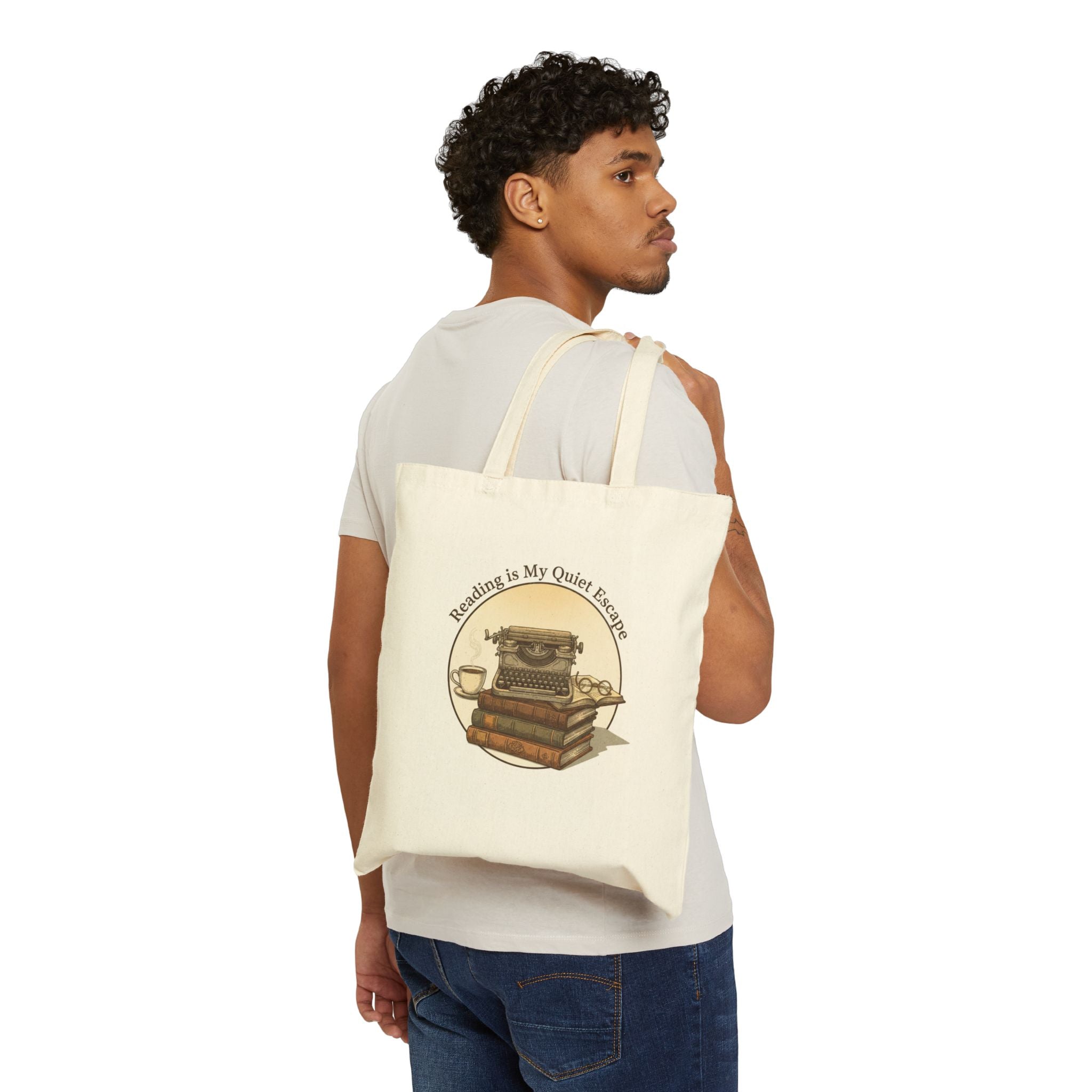 Just One More Chapter Tote | Book Lover Canvas Tote, Typewriter Vintage