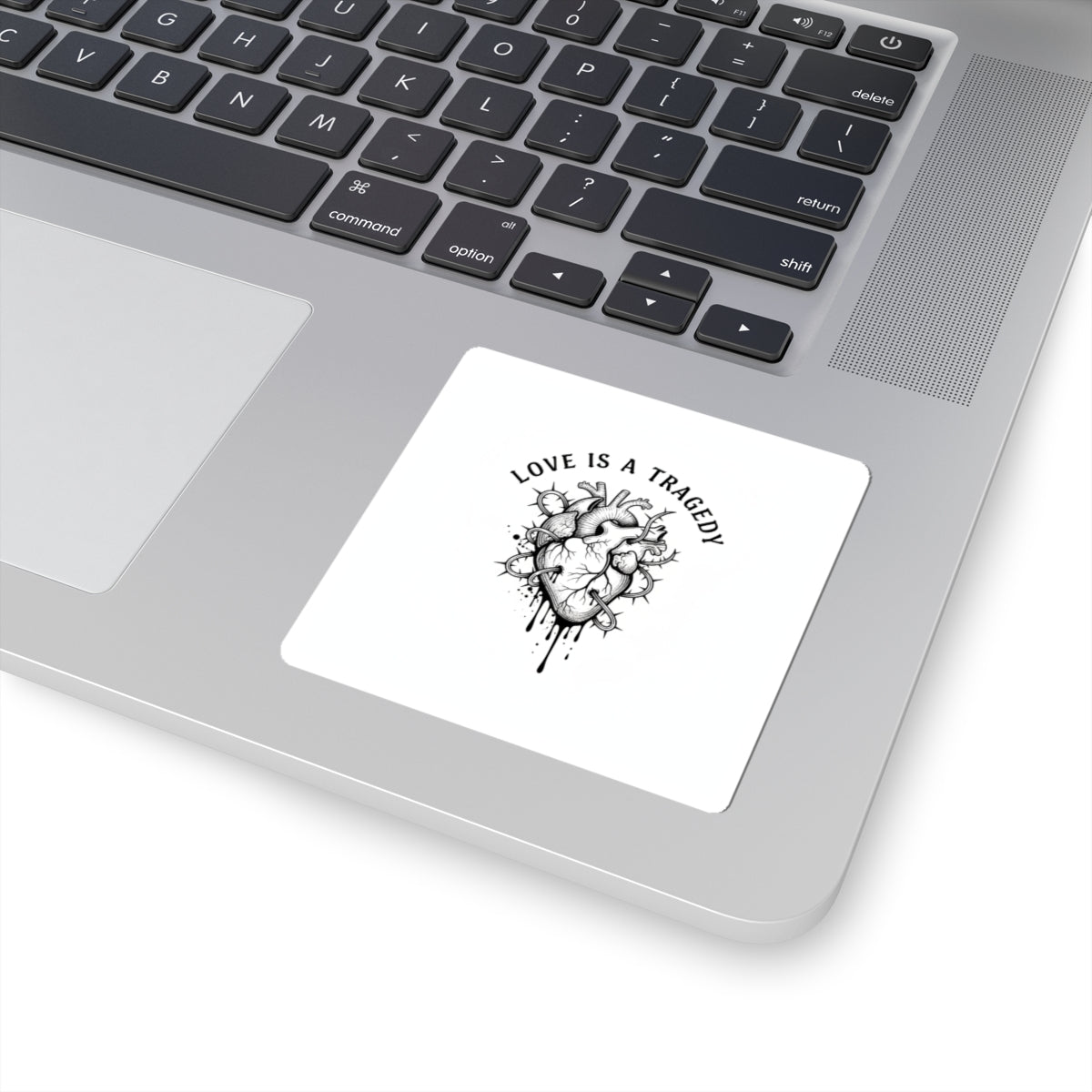 Love Is a Tragedy Heart Illustration Sticker | goth valentine, dark romance