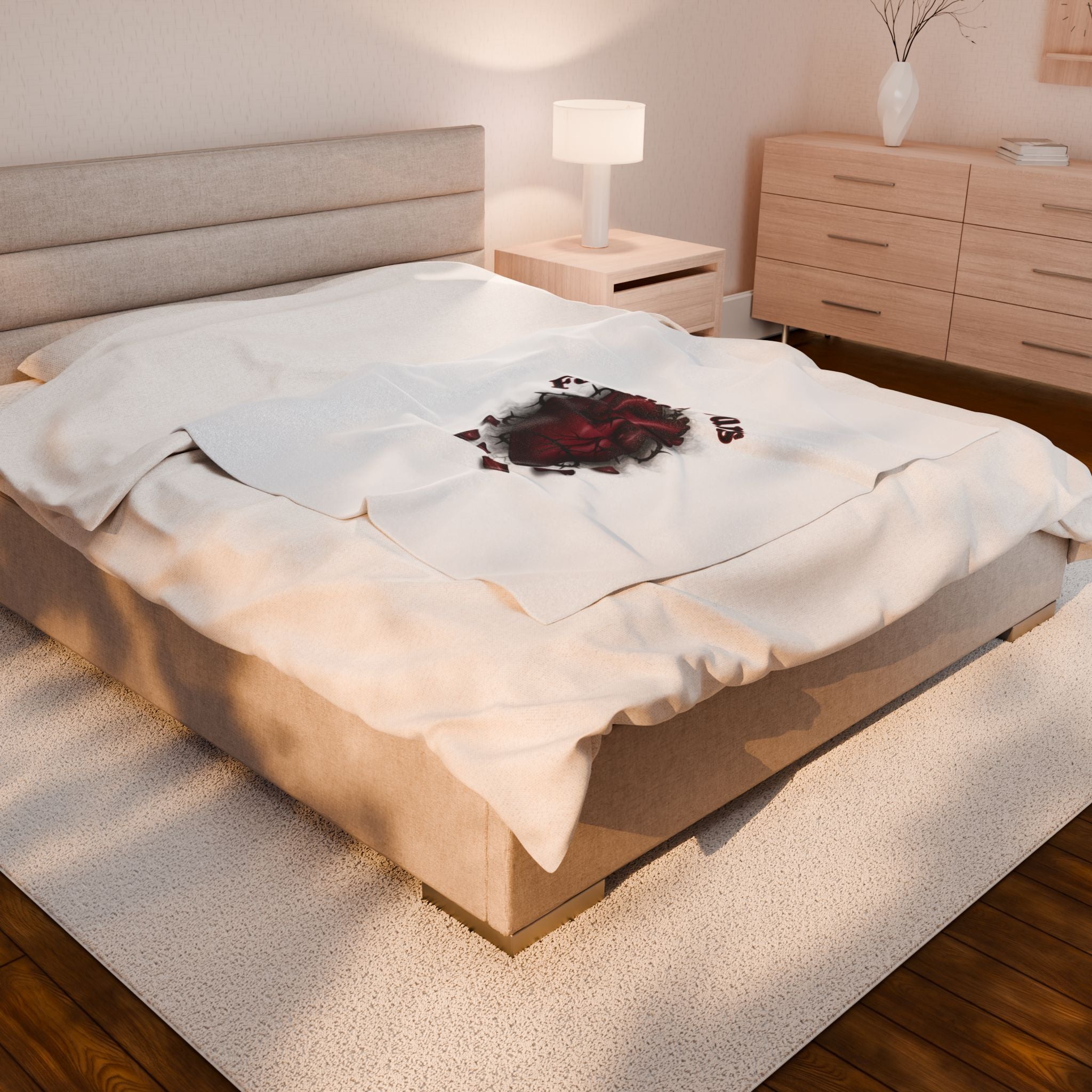 Anatomical Heart "Forever Yours" Velveteen Plush Blanket | Goth Valentine, Dark Romance
