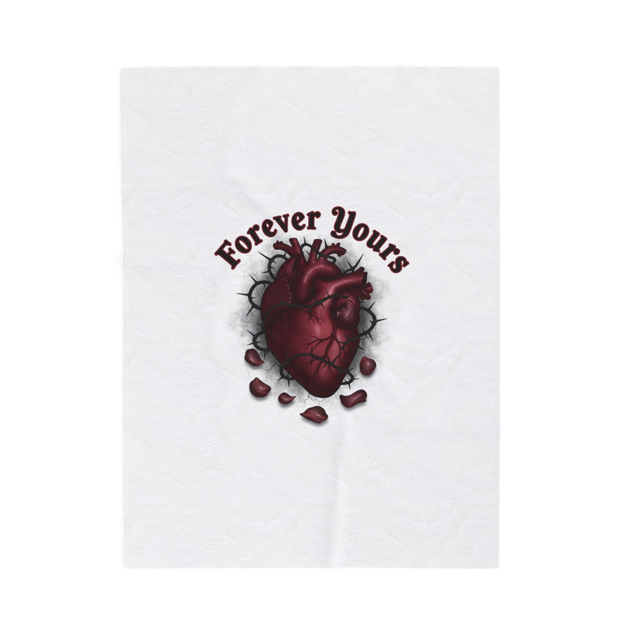 Anatomical Heart "Forever Yours" Velveteen Plush Blanket | Goth Valentine, Dark Romance