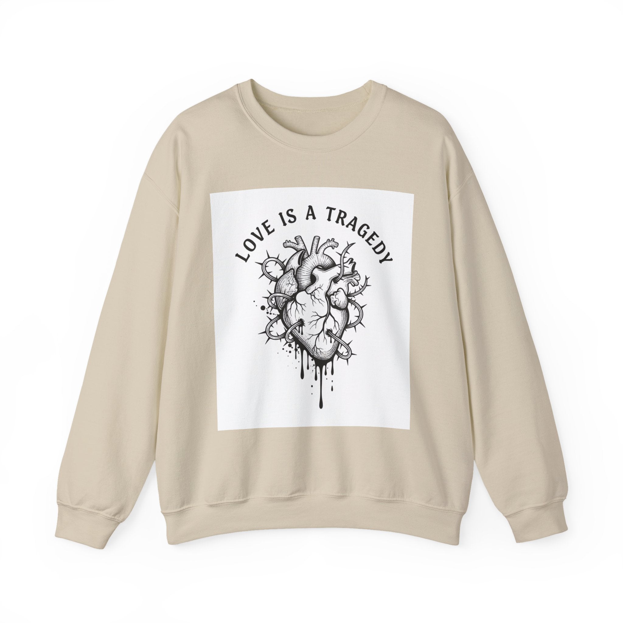 Love Is a Tragedy Heart Crewneck, goth valentine, dark romance sweatshirt