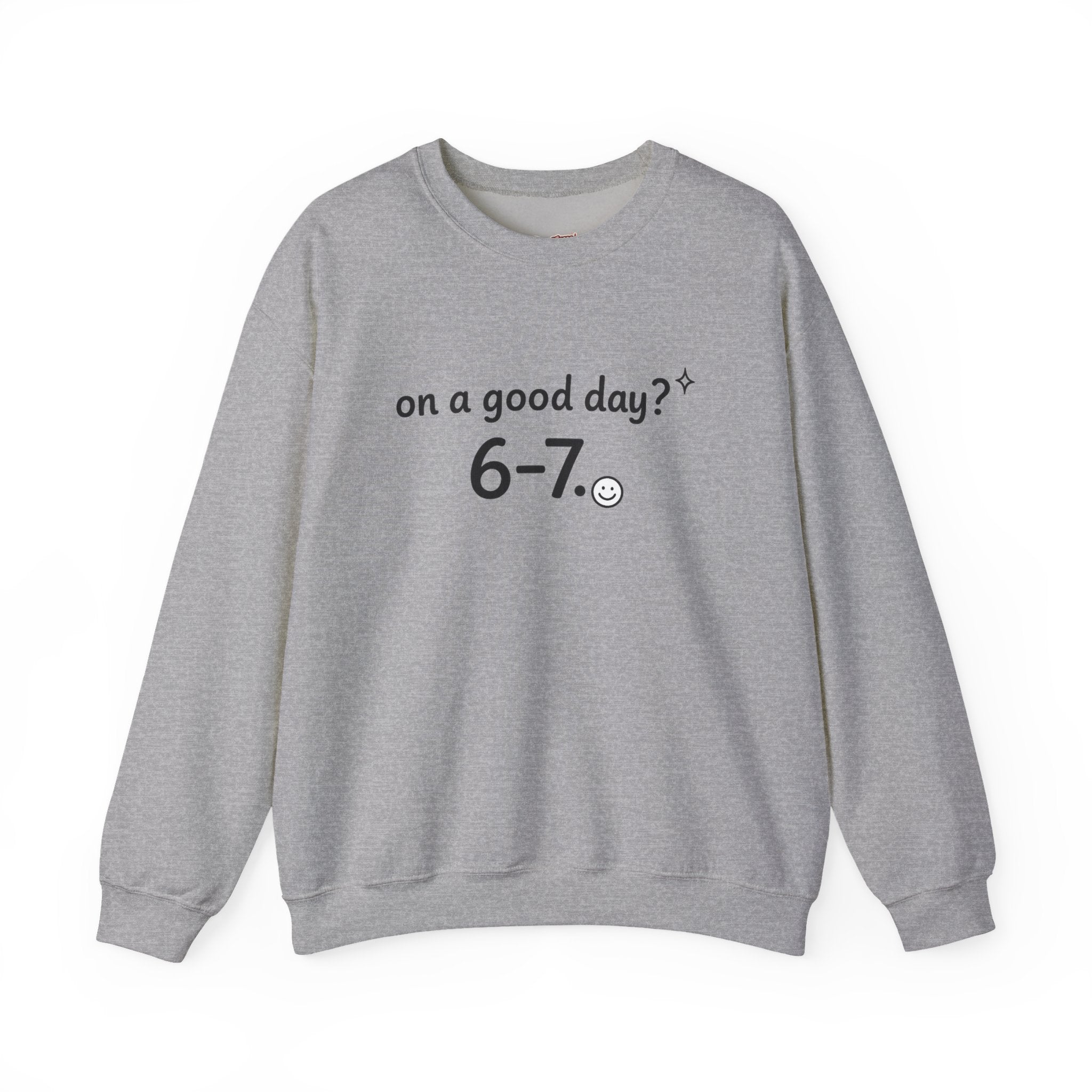 6-7 meme crewneck sweatshirt | 67 shirt, absurdist humor