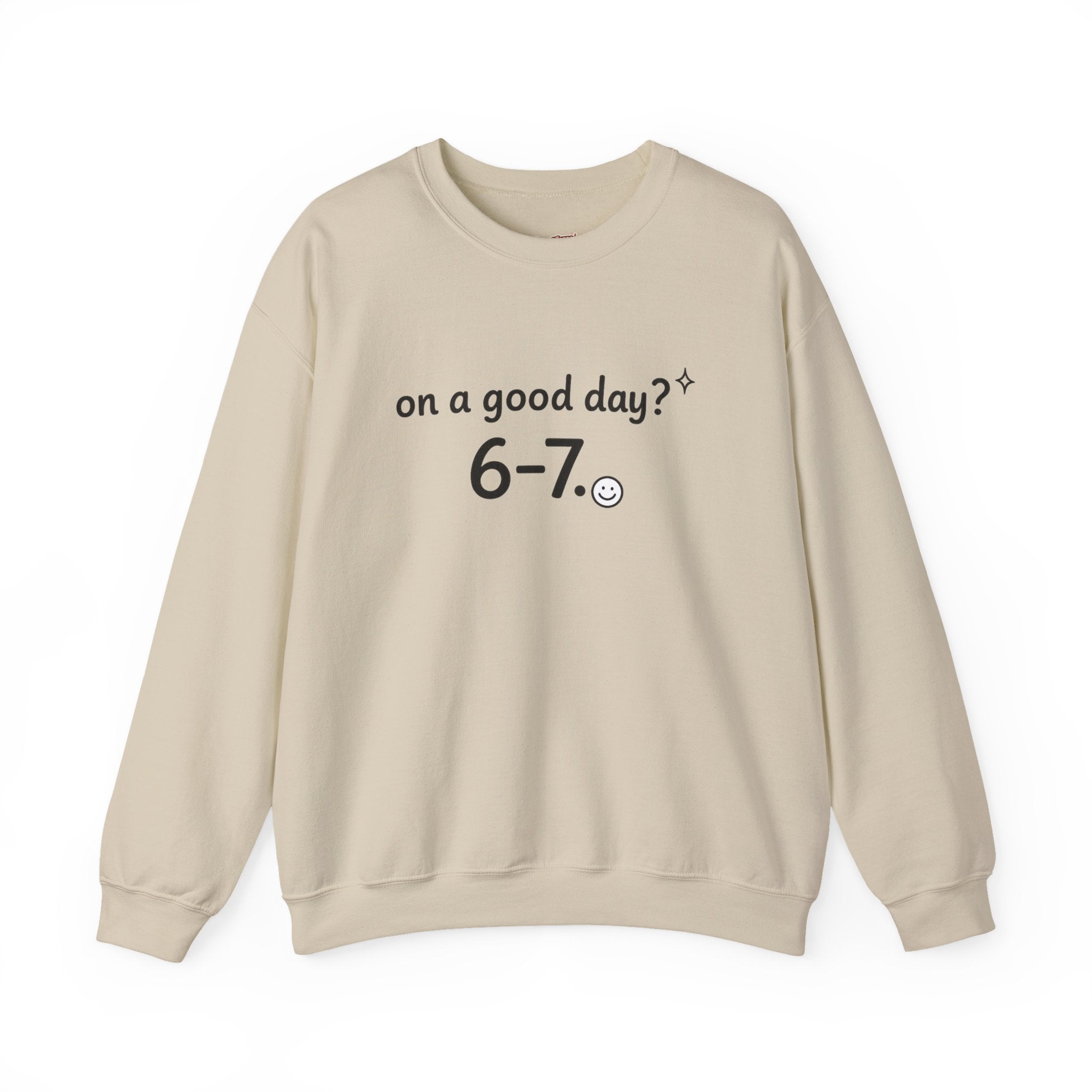 6-7 meme crewneck sweatshirt | 67 shirt, absurdist humor