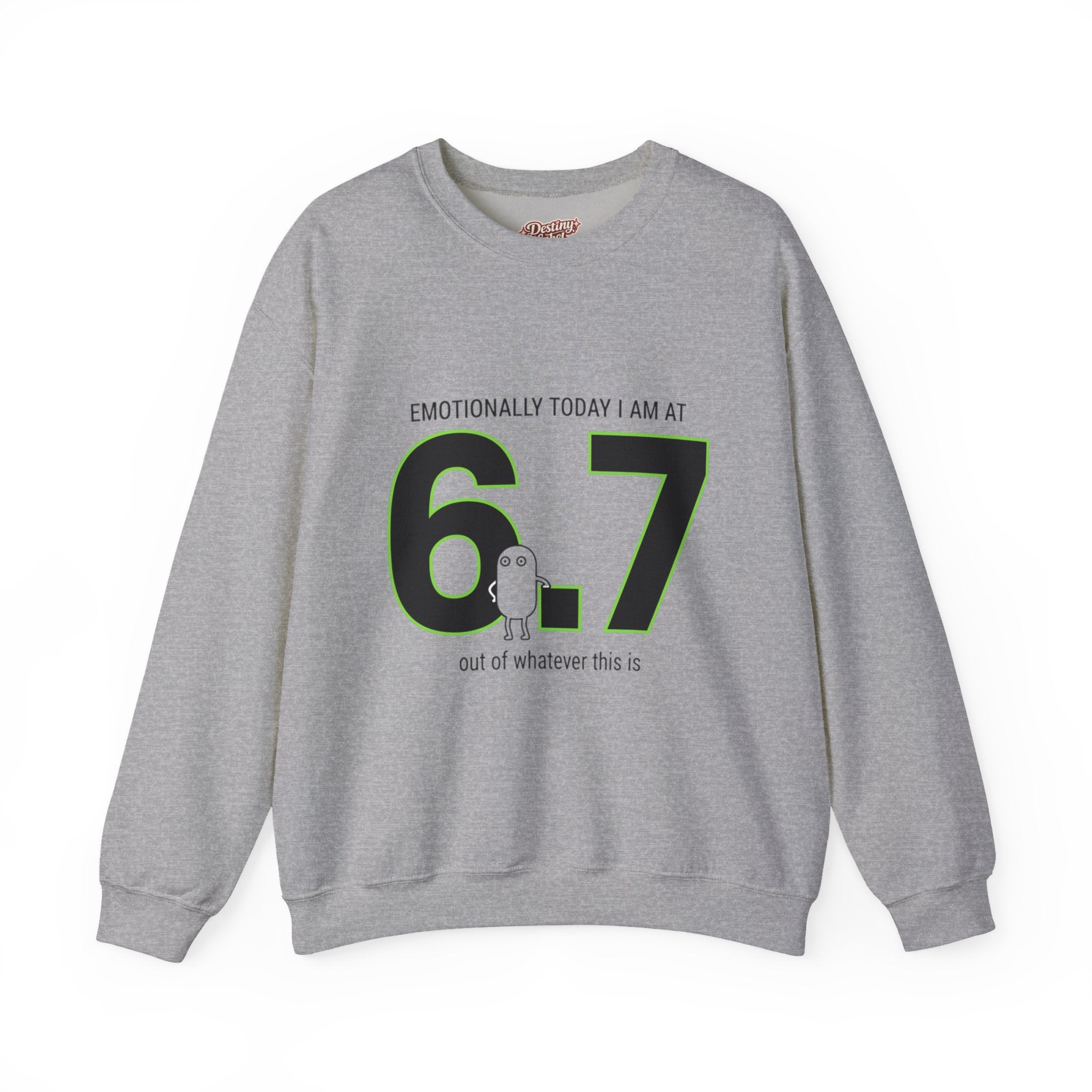 6.7 minimalist number crewneck sweatshirt | absurdist humor, meme shirt
