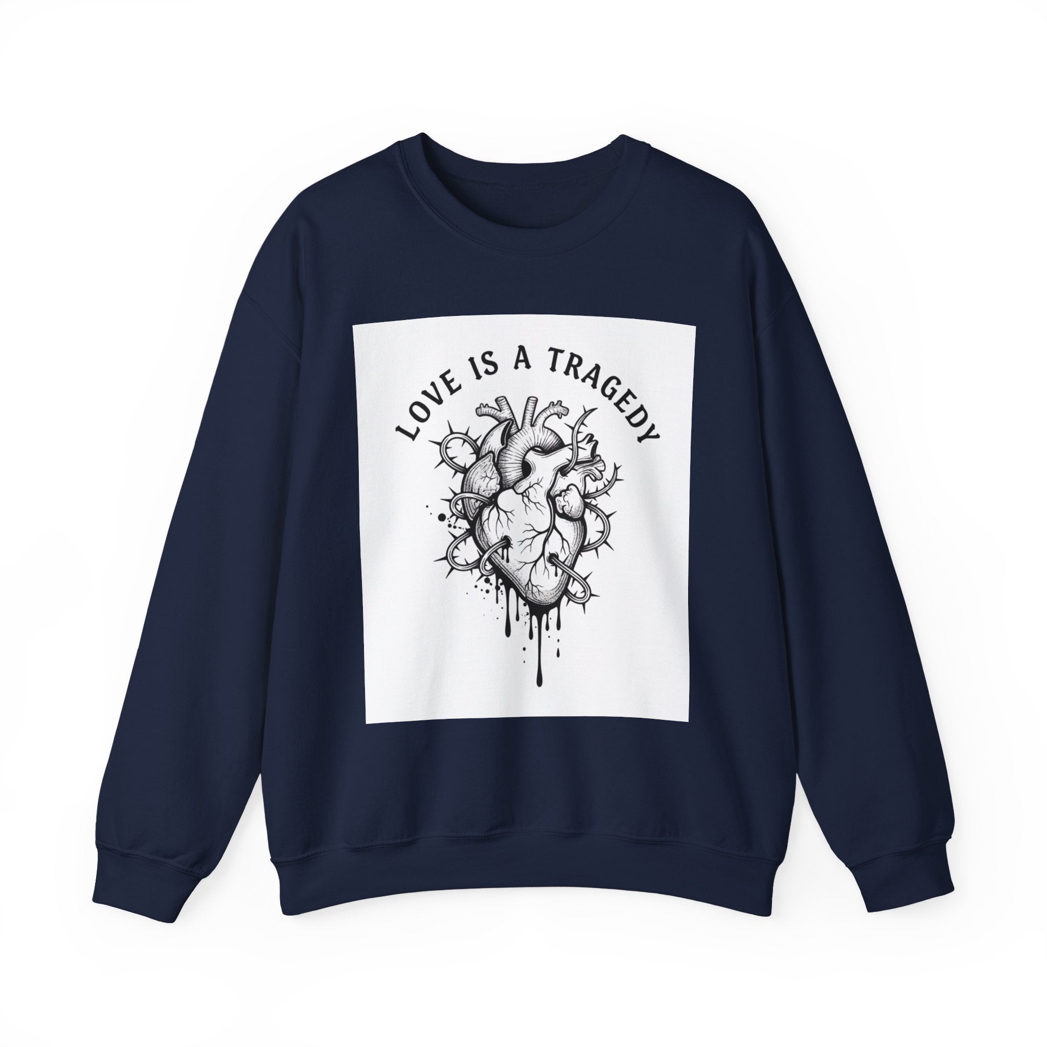 Love Is a Tragedy Heart Crewneck, goth valentine, dark romance sweatshirt