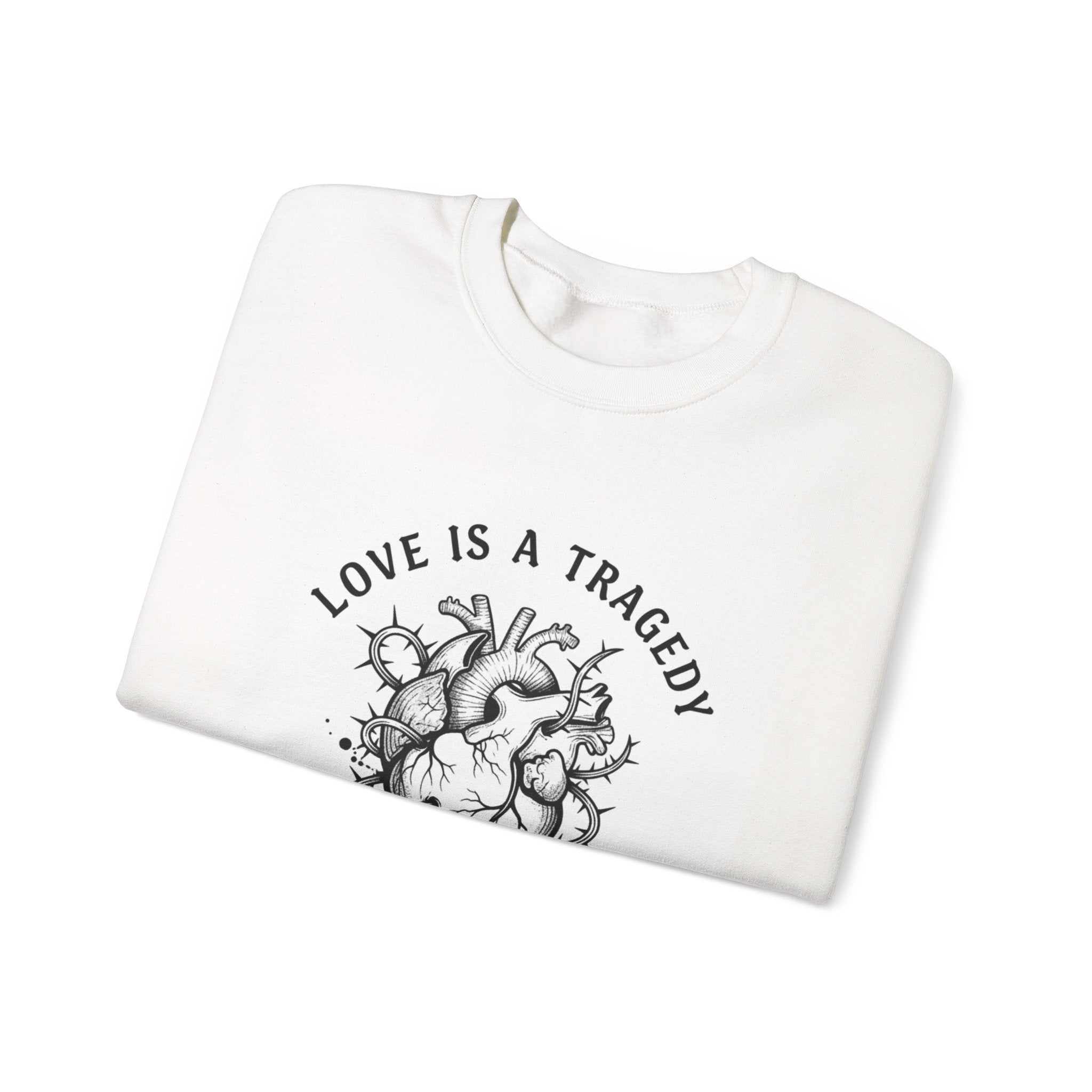 Love Is a Tragedy Heart Crewneck, goth valentine, dark romance sweatshirt