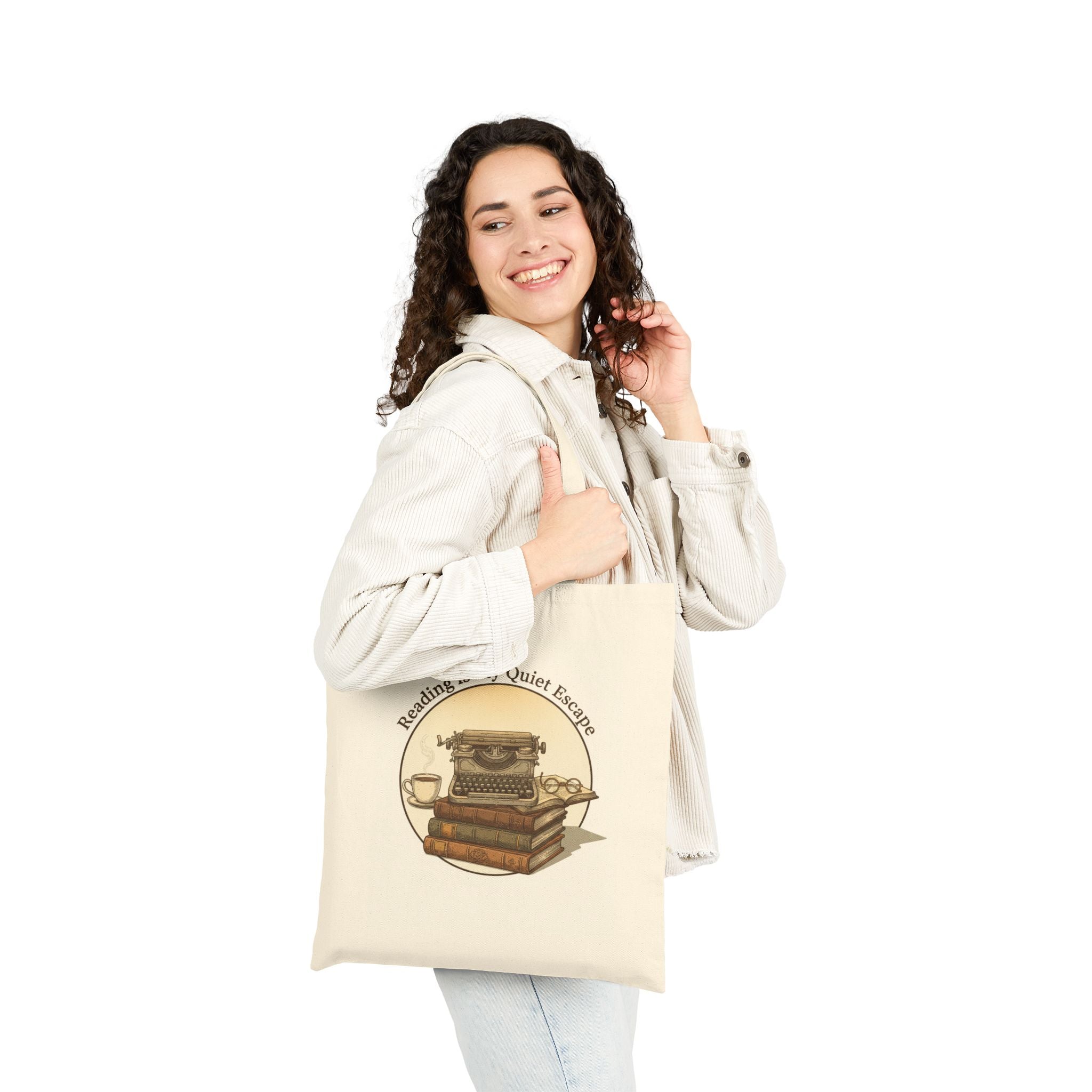 Just One More Chapter Tote | Book Lover Canvas Tote, Typewriter Vintage