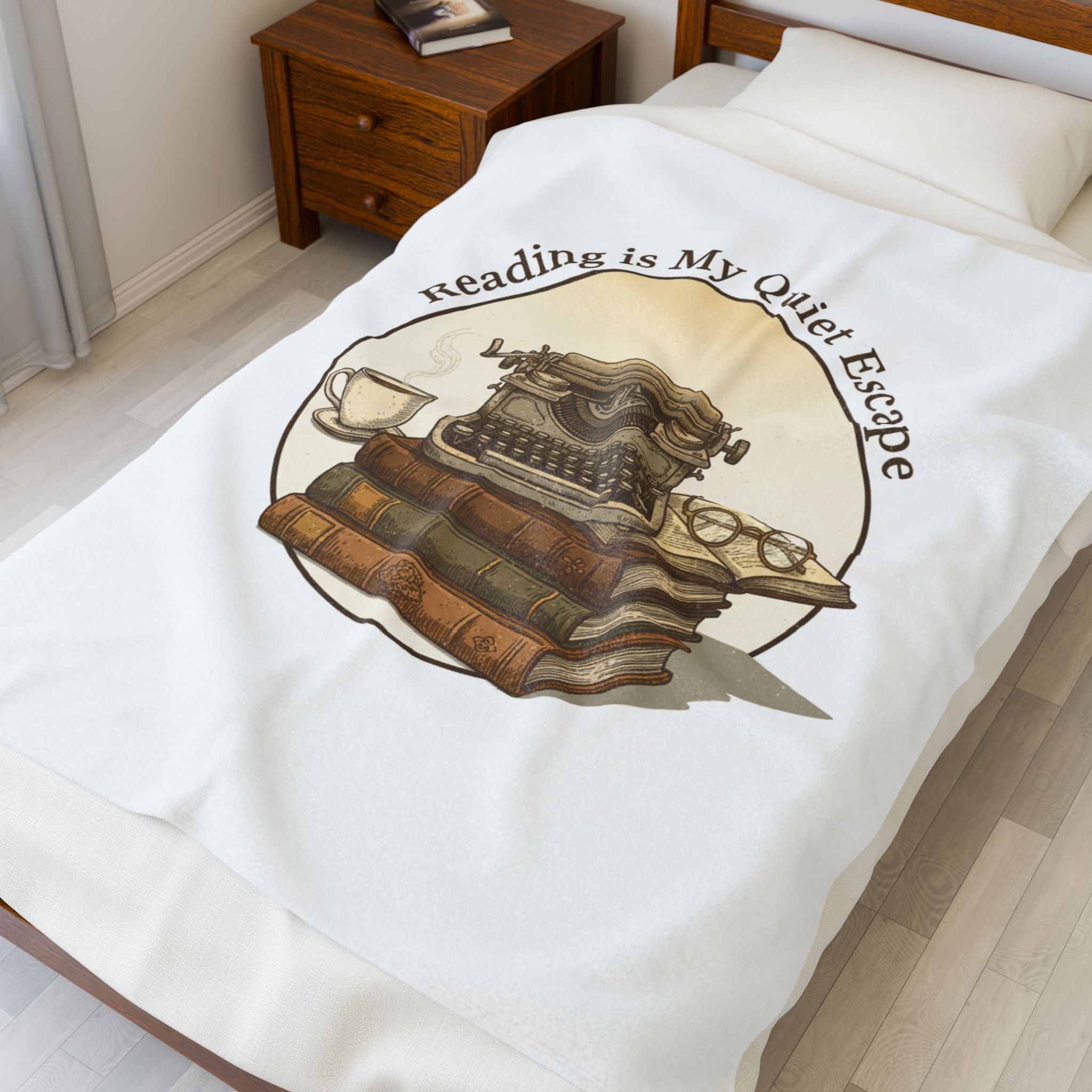 Reading Is My Quiet Escape Velveteen Plush Blanket | Book Lover, Cozy Reading