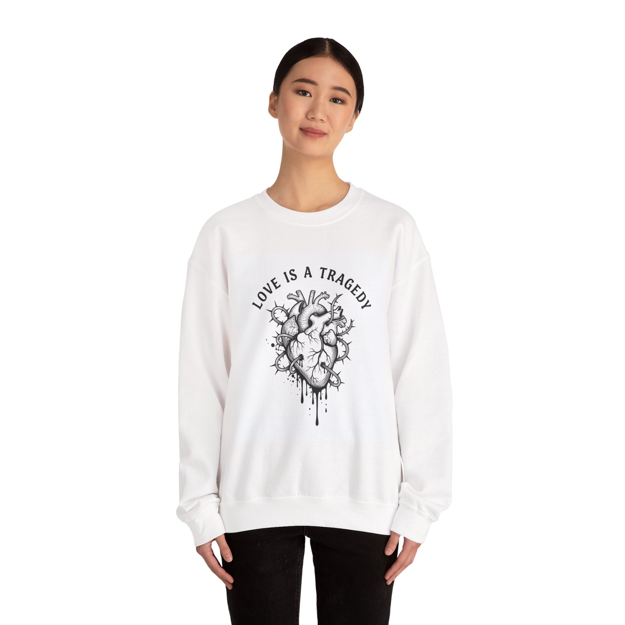 Love Is a Tragedy Heart Crewneck, goth valentine, dark romance sweatshirt