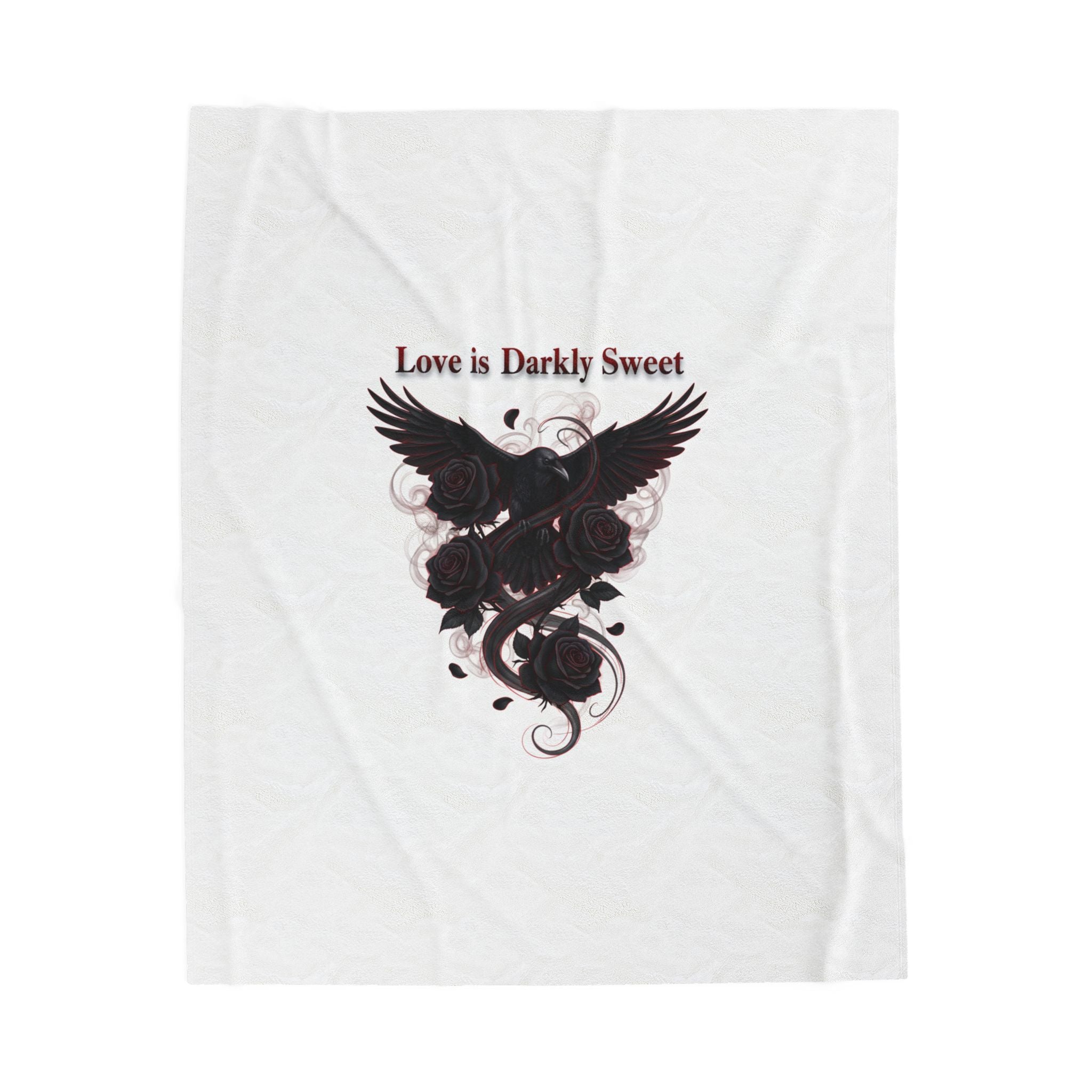 Love Is Darkly Sweet Velveteen Blanket | goth valentine, dark romance