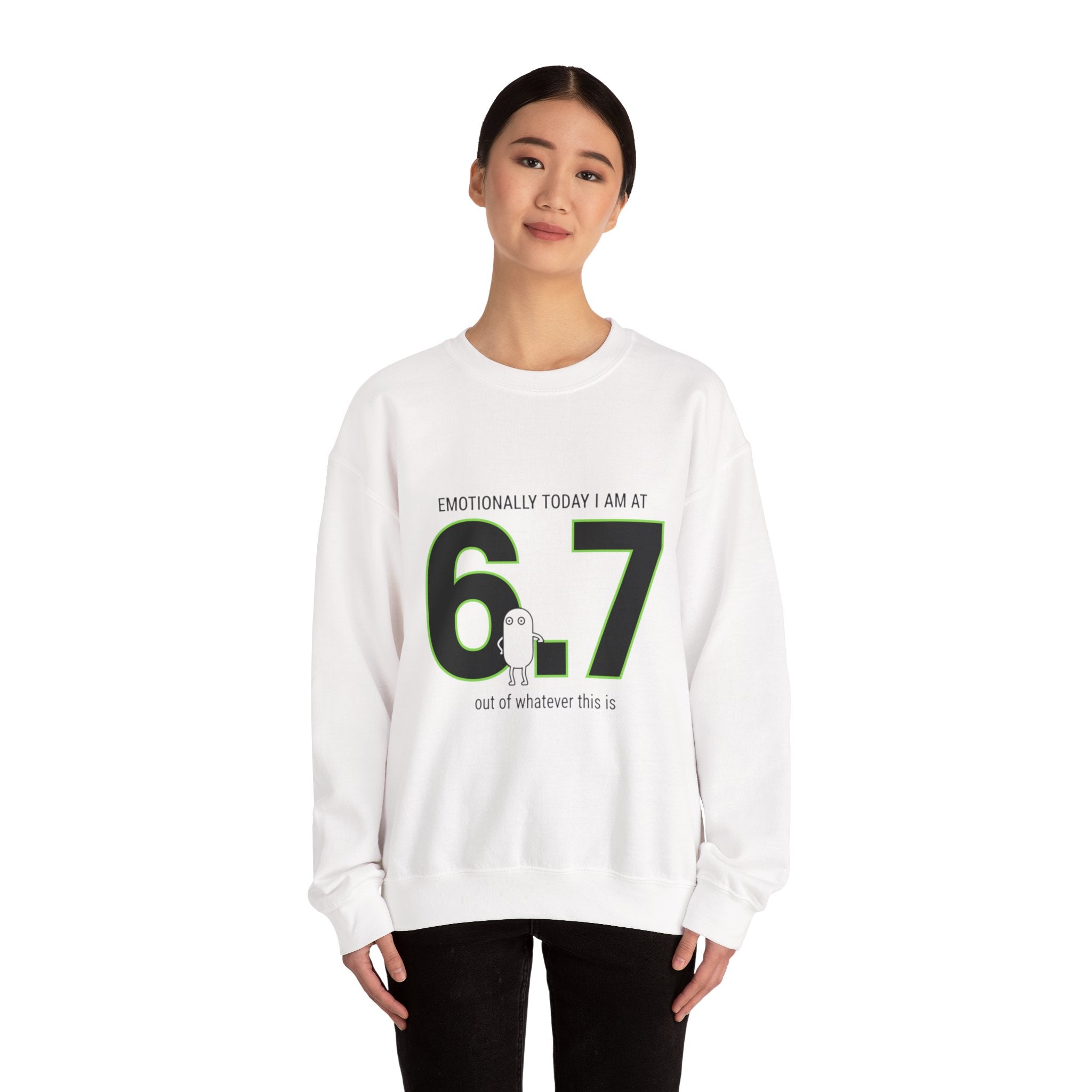 6.7 minimalist number crewneck sweatshirt | absurdist humor, meme shirt