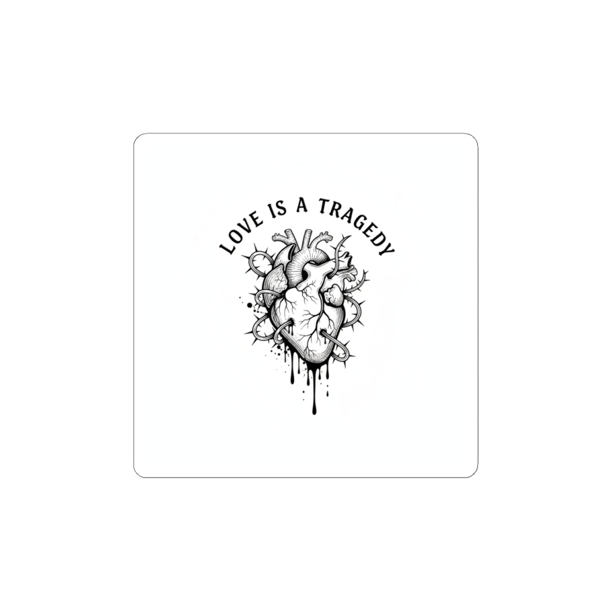 Love Is a Tragedy Heart Illustration Sticker | goth valentine, dark romance