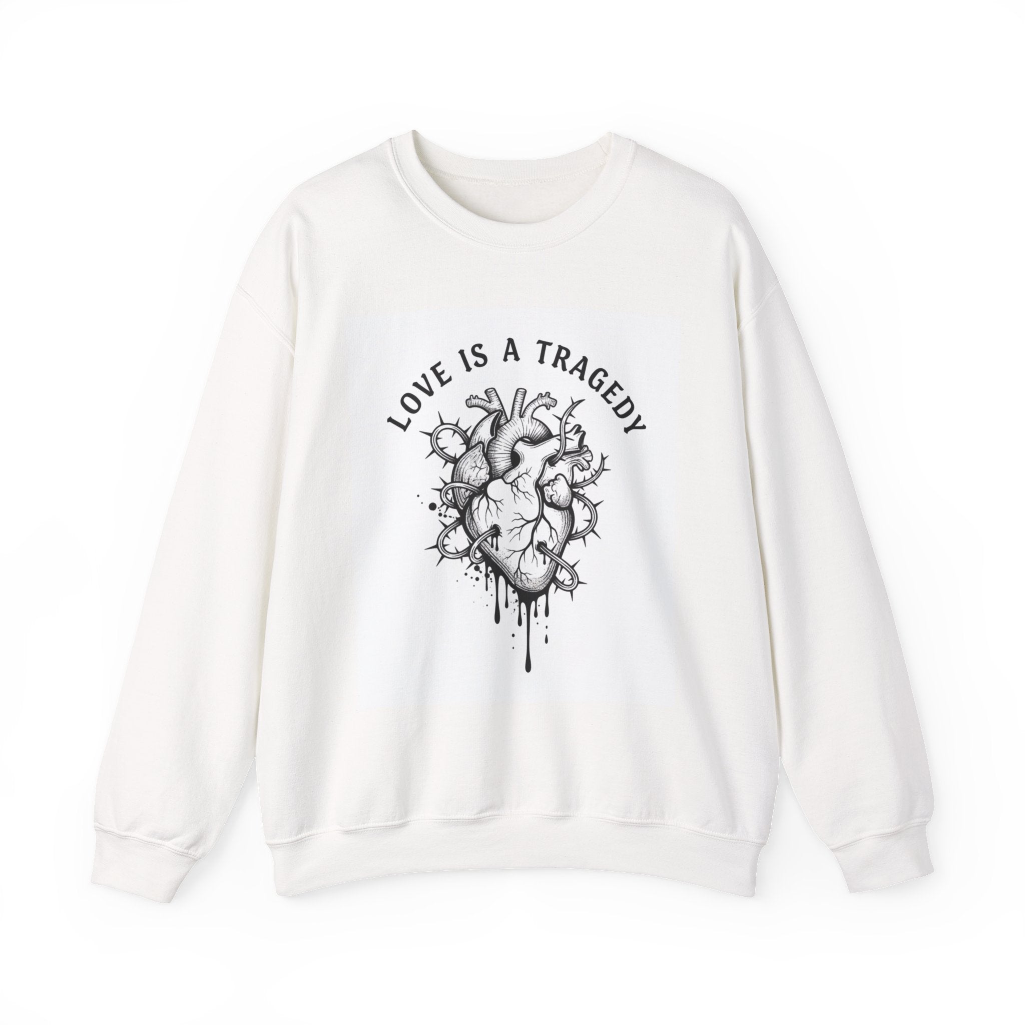 Love Is a Tragedy Heart Crewneck, goth valentine, dark romance sweatshirt
