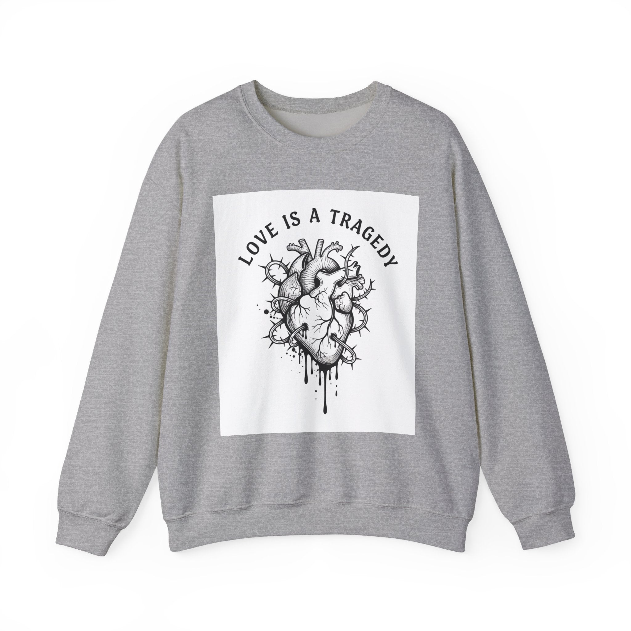 Love Is a Tragedy Heart Crewneck, goth valentine, dark romance sweatshirt