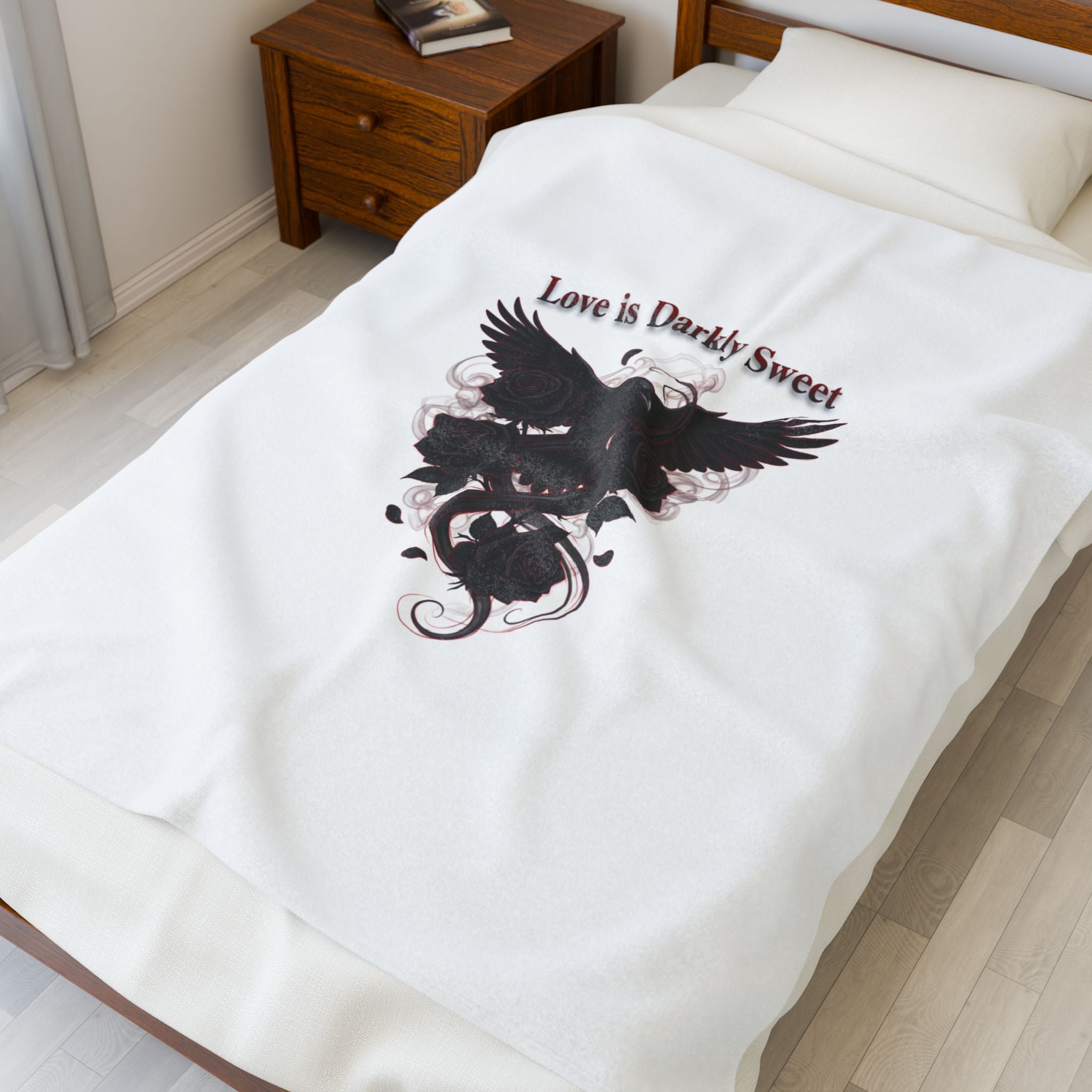 Love Is Darkly Sweet Velveteen Blanket | goth valentine, dark romance